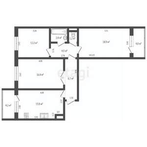 3-к квартира, вторичка, 81м2, 1/11 этаж
