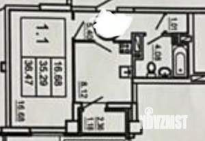 1-к квартира, вторичка, 37м2, 1/18 этаж