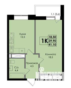 1-к квартира, вторичка, 41м2, 13/22 этаж