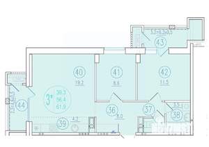 3-к квартира, вторичка, 62м2, 10/23 этаж
