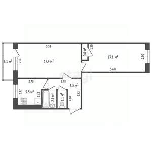 2-к квартира, вторичка, 44м2, 4/5 этаж