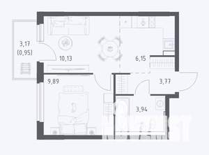 1-к квартира, строящийся дом, 35м2, 8/15 этаж