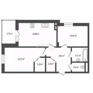 2-к квартира, вторичка, 74м2, 8/24 этаж
