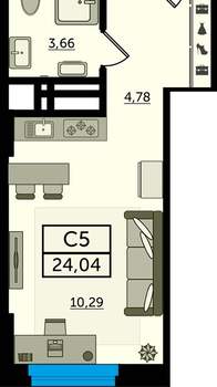 Студия квартира, вторичка, 24м2, 5/22 этаж