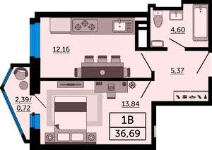1-к квартира, вторичка, 37м2, 10/25 этаж