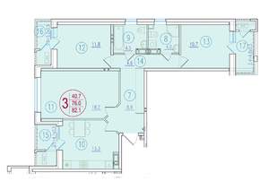 3-к квартира, вторичка, 82м2, 9/23 этаж