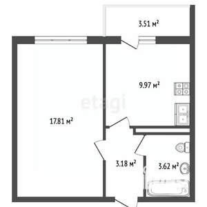 1-к квартира, вторичка, 36м2, 2/18 этаж