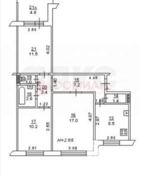 3-к квартира, вторичка, 65м2, 4/9 этаж