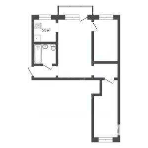 3-к квартира, вторичка, 50м2, 5/5 этаж