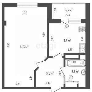 1-к квартира, вторичка, 39м2, 17/20 этаж