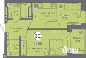 2-к квартира, вторичка, 43м2, 2/24 этаж