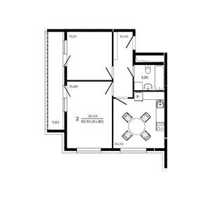 2-к квартира, вторичка, 55м2, 14/19 этаж