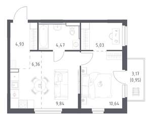 1-к квартира, вторичка, 42м2, 8/17 этаж