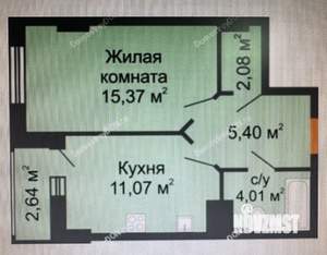 1-к квартира, вторичка, 40м2, 12/15 этаж