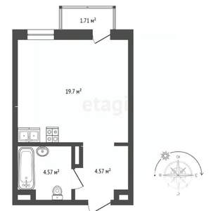 Студия квартира, вторичка, 29м2, 21/24 этаж