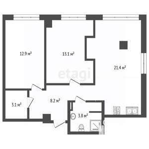 2-к квартира, вторичка, 63м2, 13/24 этаж