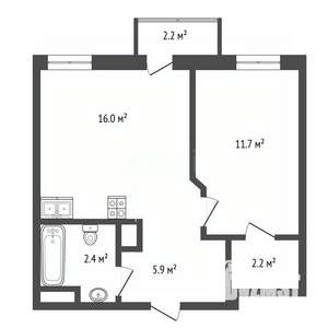 1-к квартира, вторичка, 40м2, 13/25 этаж