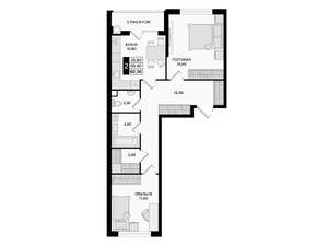 2-к квартира, вторичка, 62м2, 1/15 этаж