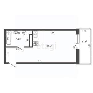 Студия квартира, вторичка, 25м2, 8/17 этаж