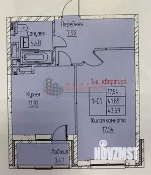 1-к квартира, вторичка, 43м2, 15/20 этаж