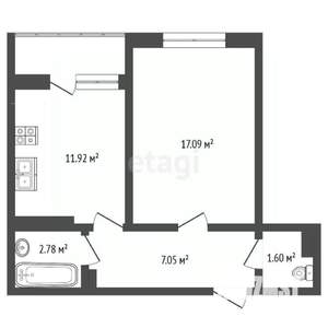 1-к квартира, вторичка, 43м2, 15/24 этаж