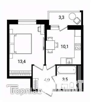 1-к квартира, вторичка, 34м2, 12/12 этаж