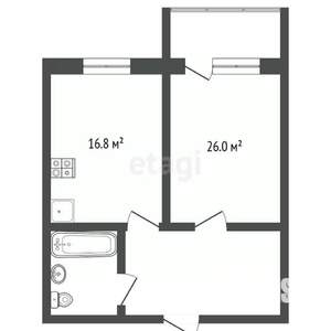 1-к квартира, вторичка, 43м2, 7/10 этаж