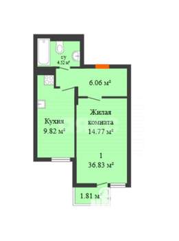 1-к квартира, вторичка, 37м2, 8/25 этаж
