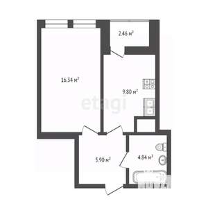 1-к квартира, вторичка, 39м2, 9/22 этаж