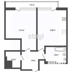 2-к квартира, вторичка, 43м2, 4/5 этаж