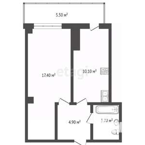 1-к квартира, вторичка, 40м2, 7/19 этаж