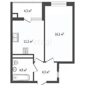 1-к квартира, вторичка, 39м2, 11/18 этаж