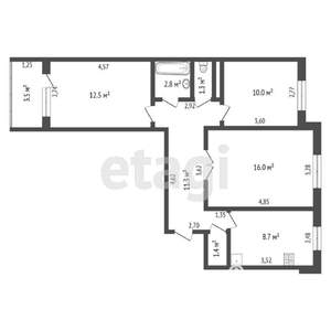 3-к квартира, вторичка, 66м2, 7/9 этаж