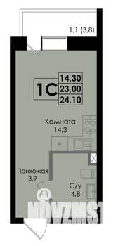 Студия квартира, вторичка, 24м2, 2/22 этаж