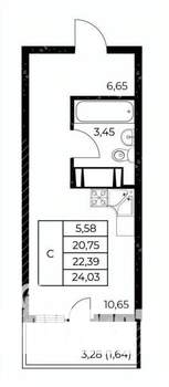 Студия квартира, вторичка, 24м2, 10/25 этаж