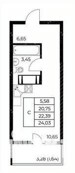 Студия квартира, вторичка, 24м2, 19/25 этаж