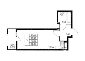 Студия квартира, вторичка, 32м2, 21/25 этаж