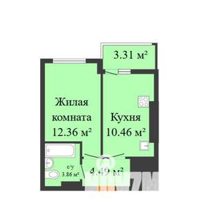 1-к квартира, вторичка, 35м2, 11/20 этаж