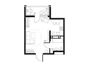 Студия квартира, вторичка, 28м2, 6/25 этаж