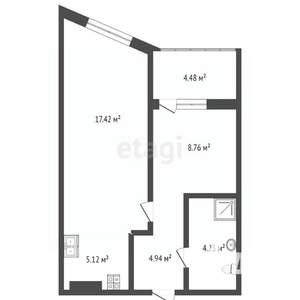 1-к квартира, вторичка, 43м2, 24/26 этаж
