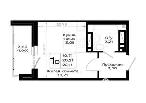 Студия квартира, вторичка, 22м2, 19/20 этаж