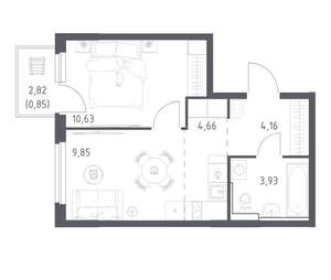 1-к квартира, вторичка, 34м2, 14/17 этаж