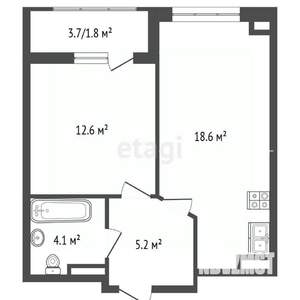 1-к квартира, вторичка, 42м2, 4/24 этаж