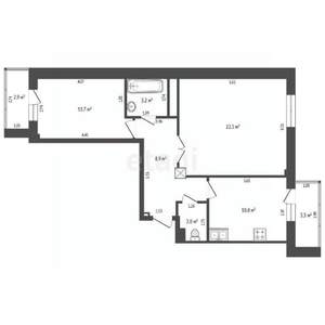 2-к квартира, вторичка, 59м2, 12/18 этаж