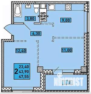 2-к квартира, вторичка, 57м2, 15/18 этаж