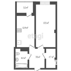 1-к квартира, вторичка, 49м2, 9/18 этаж