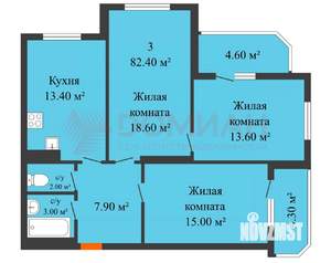 3-к квартира, сданный дом, 82м2, 10/20 этаж