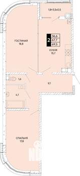 2-к квартира, вторичка, 70м2, 8/24 этаж