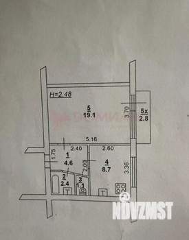 1-к квартира, вторичка, 37м2, 4/5 этаж