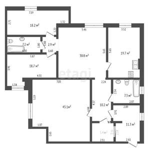 4-к квартира, вторичка, 167м2, 4/4 этаж